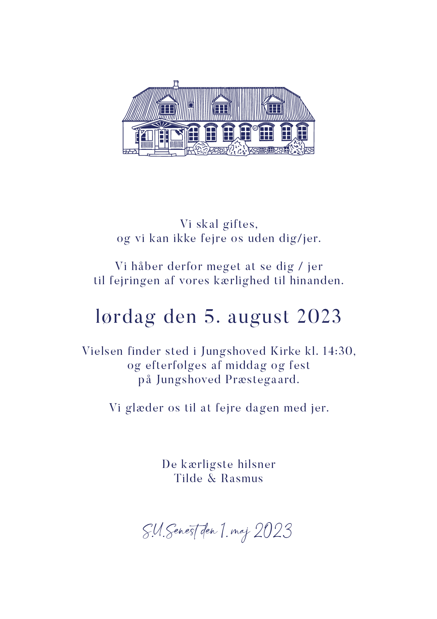 Invitationer - Jungshoved Præstegaard Bryllupsinvitation